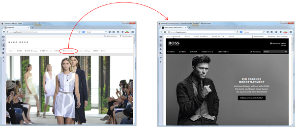 Verbindung der Website mit dem Shop bei HUGO BOSS